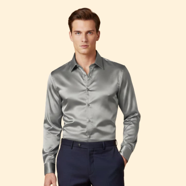 Men’s Button-Down Shirt with Satin Finish