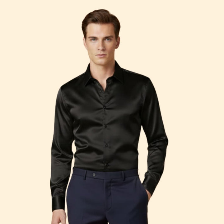 Men’s Button-Down Shirt with Satin Finish