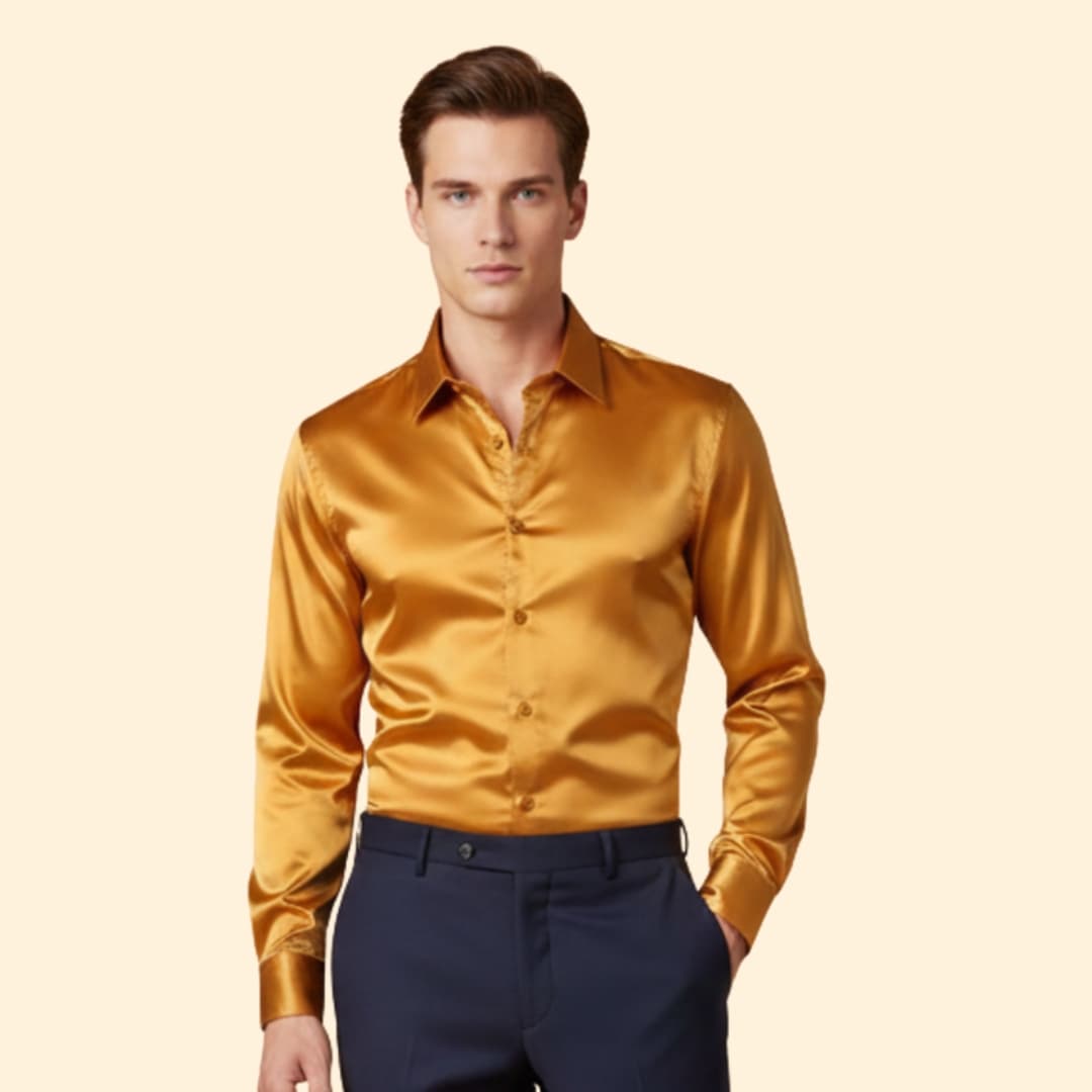 Men’s Button-Down Shirt with Satin Finish