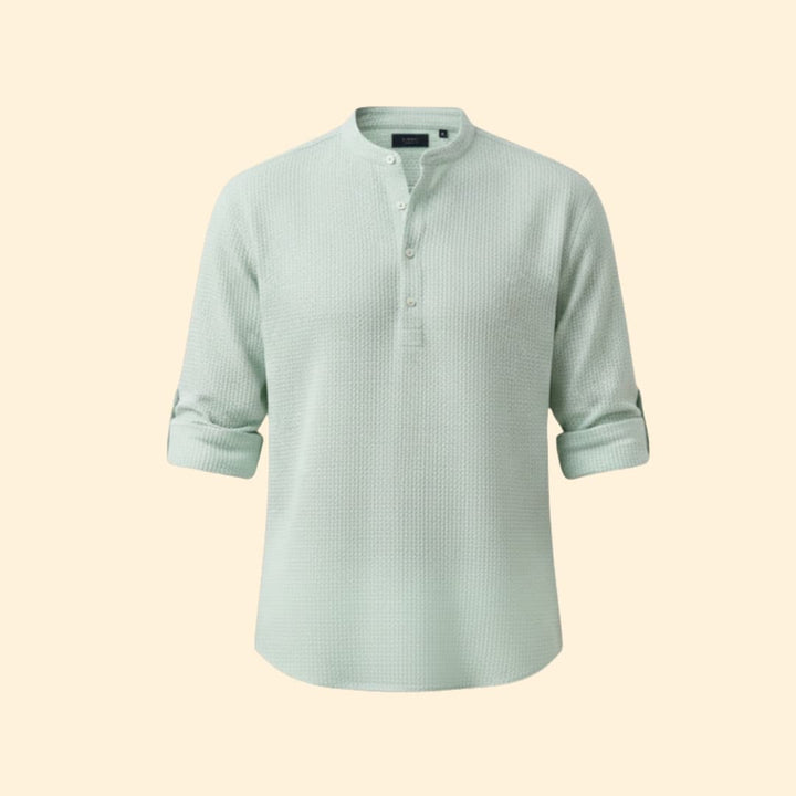 Men's Button-Down Shirt with Stand Collar