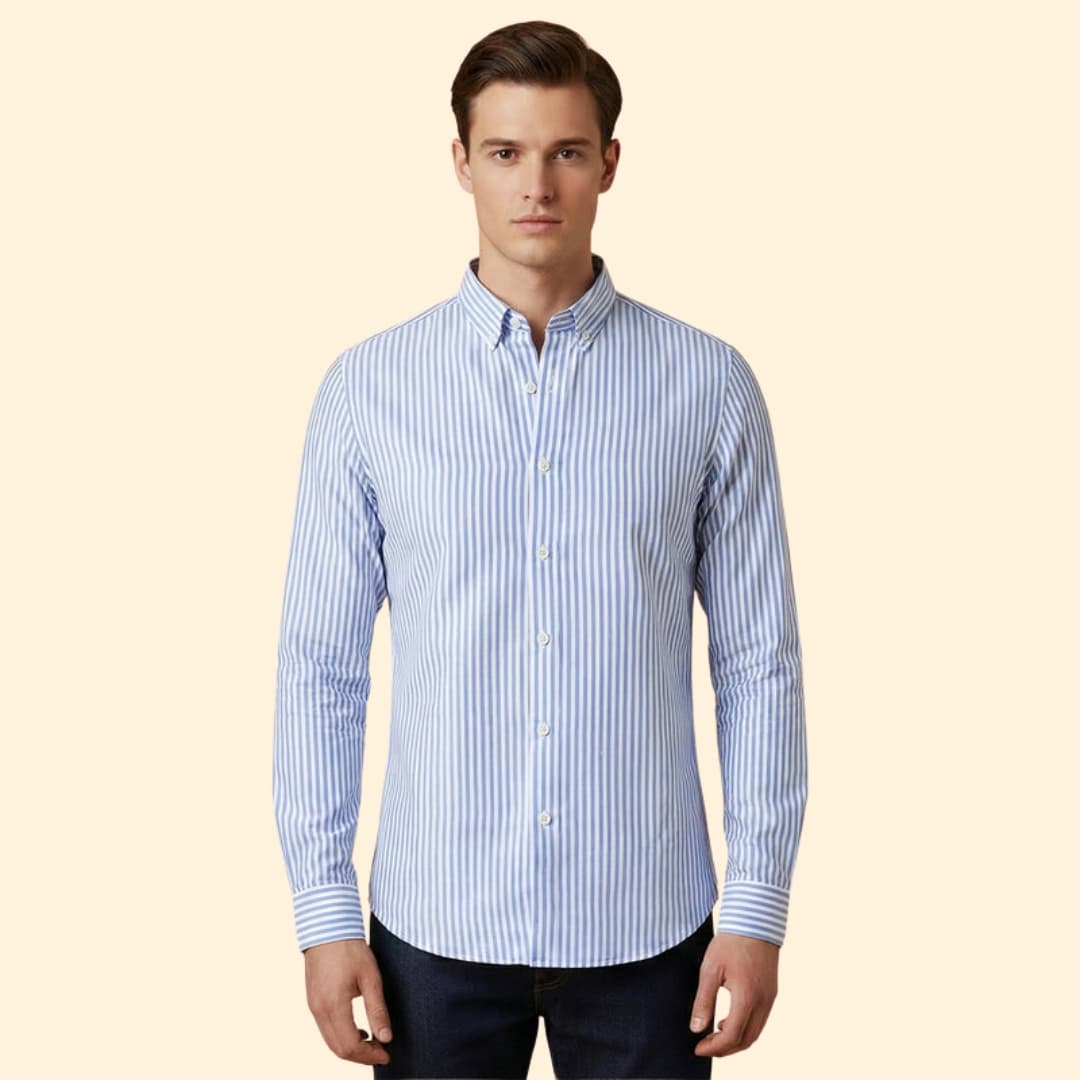 Men’s Button-Down Shirt with Striped Pattern