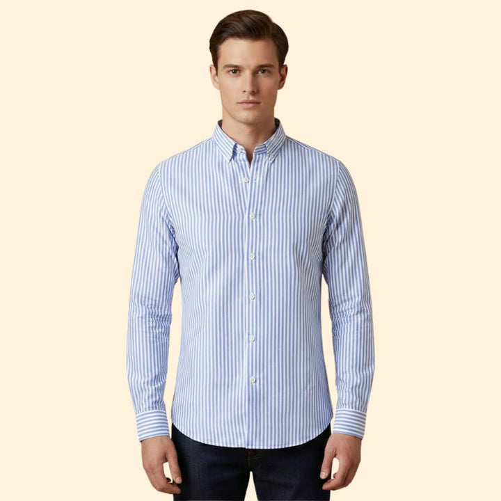Men’s Button-Down Shirt with Striped Pattern