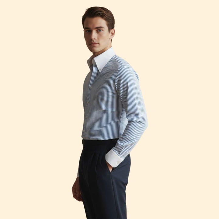 Men’s Button-Down Shirt with Striped Pattern