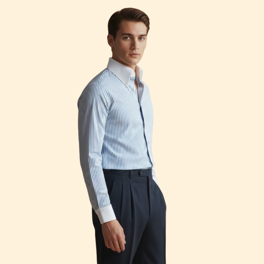Men’s Button-Down Shirt with Striped Pattern