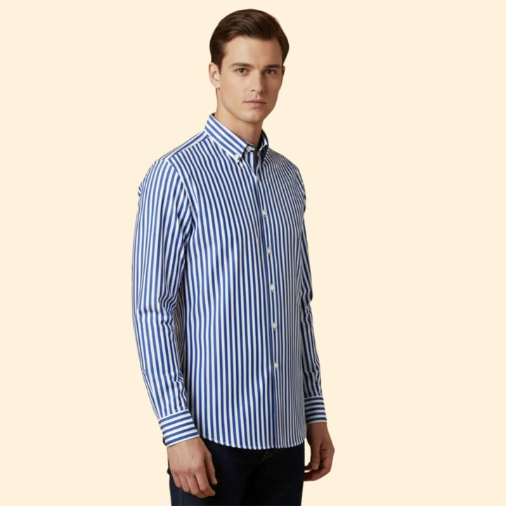 Men’s Button-Down Shirt with Striped Pattern