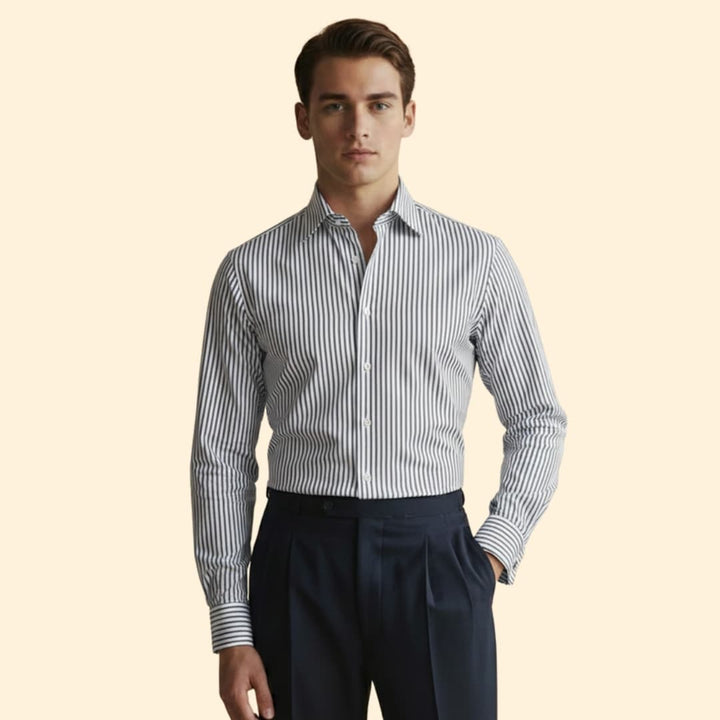 Men’s Button-Down Shirt with Striped Pattern