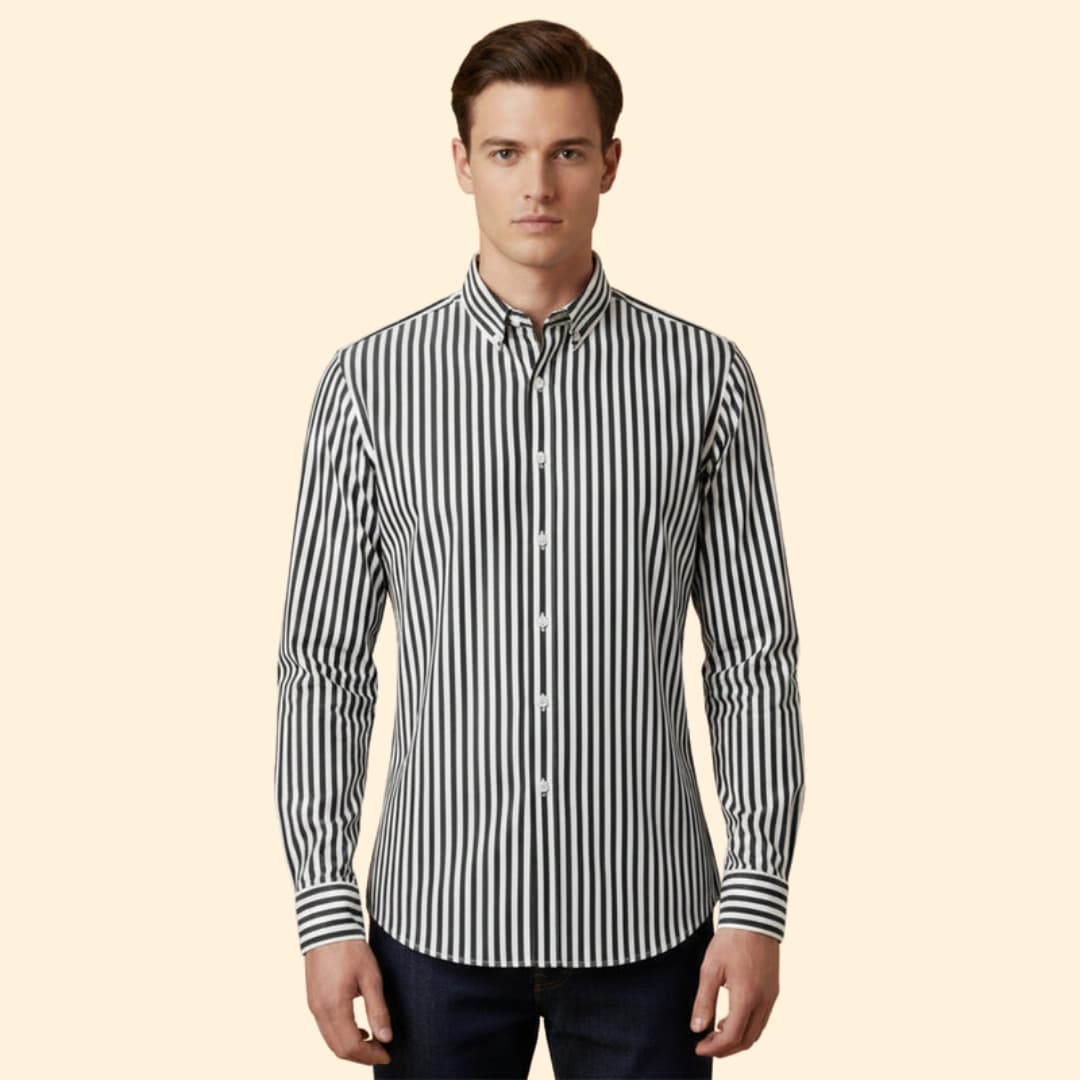 Men’s Button-Down Shirt with Striped Pattern