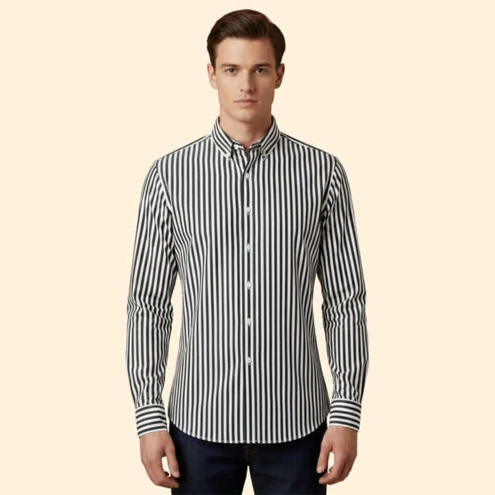 Men’s Button-Down Shirt with Striped Pattern