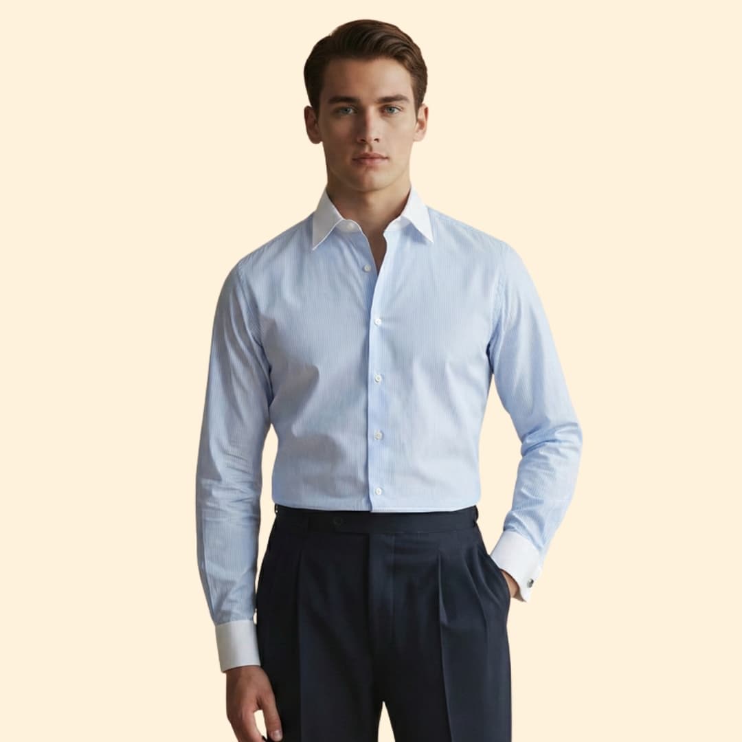 Men’s Button-Down Shirt with Striped Pattern
