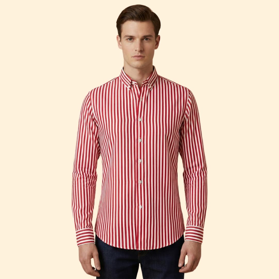 Men’s Button-Down Shirt with Striped Pattern