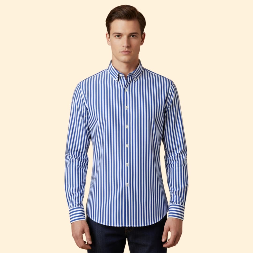 Men’s Button-Down Shirt with Striped Pattern