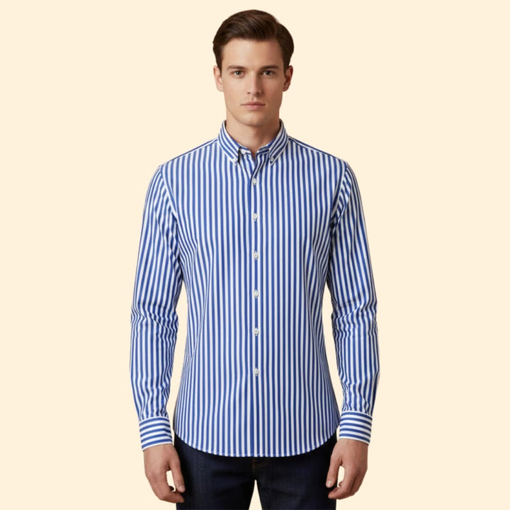 Men’s Button-Down Shirt with Striped Pattern