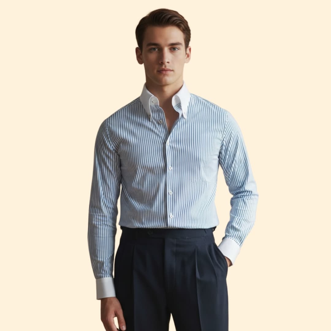 Men’s Button-Down Shirt with Striped Pattern