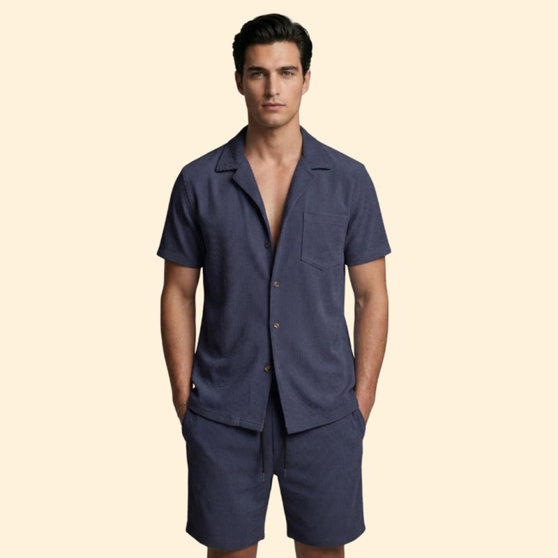 Men’s Button-Up Shirt and Casual Shorts Set