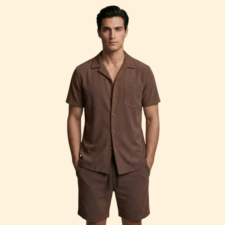 Men’s Button-Up Shirt and Casual Shorts Set