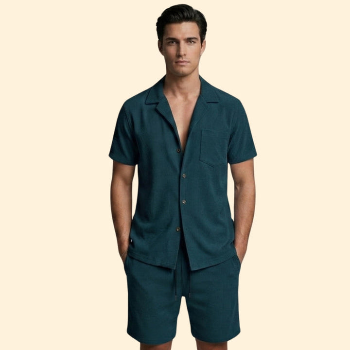 Men’s Button-Up Shirt and Casual Shorts Set