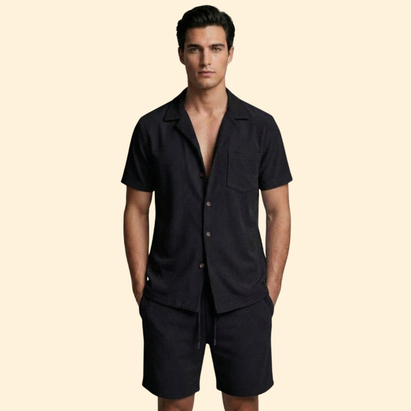 Men’s Button-Up Shirt and Casual Shorts Set