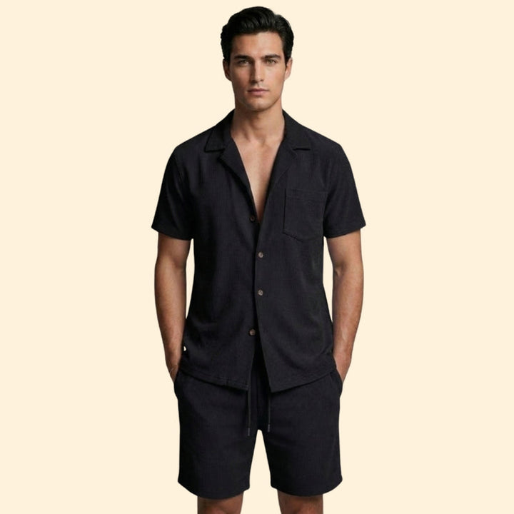 Men’s Button-Up Shirt and Casual Shorts Set