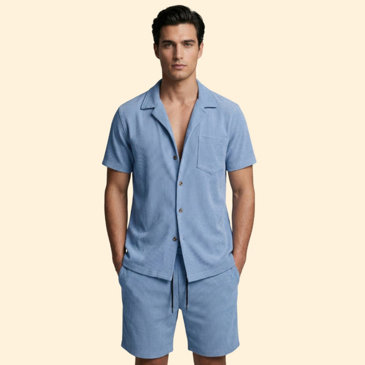 Men’s Button-Up Shirt and Casual Shorts Set