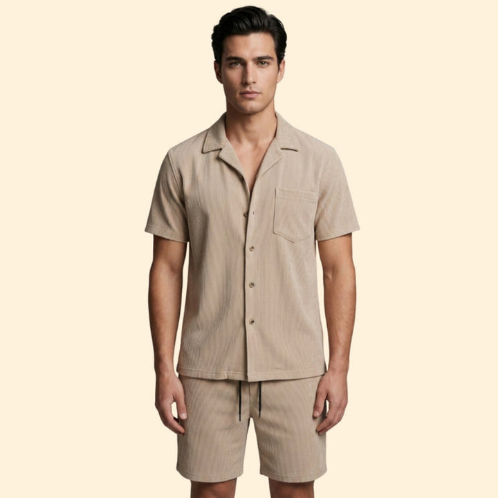 Men’s Button-Up Shirt and Casual Shorts Set