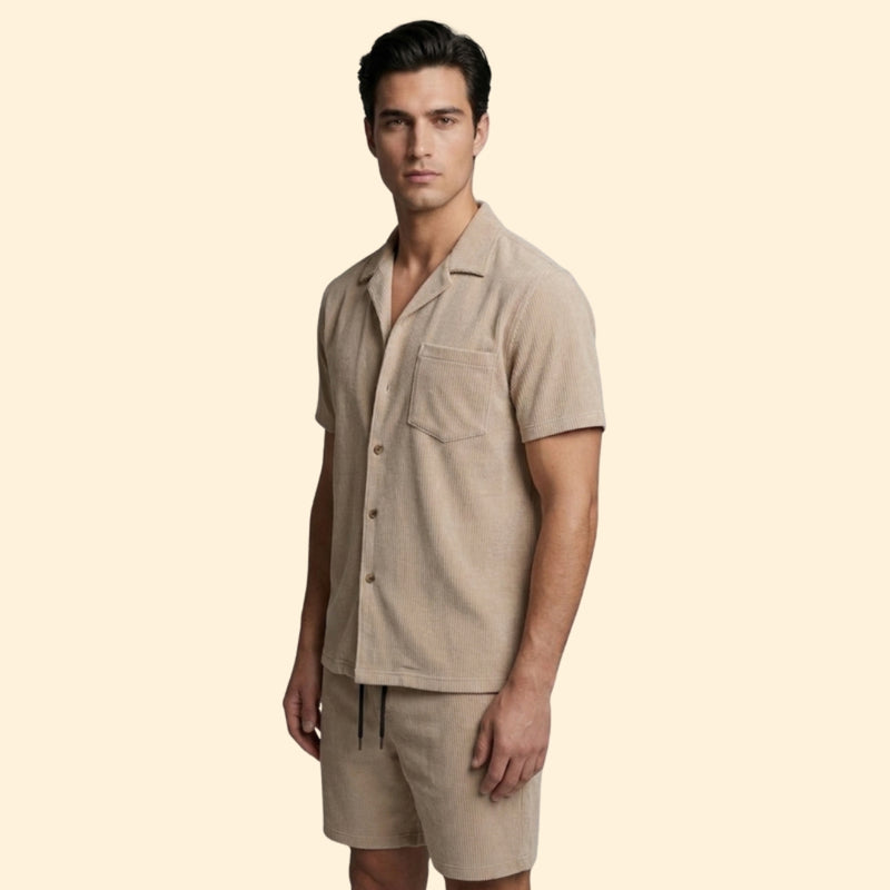 Men’s Button-Up Shirt and Casual Shorts Set