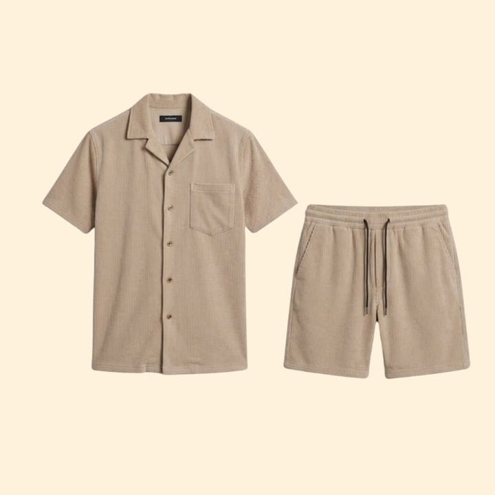 Men’s Button-Up Shirt and Casual Shorts Set