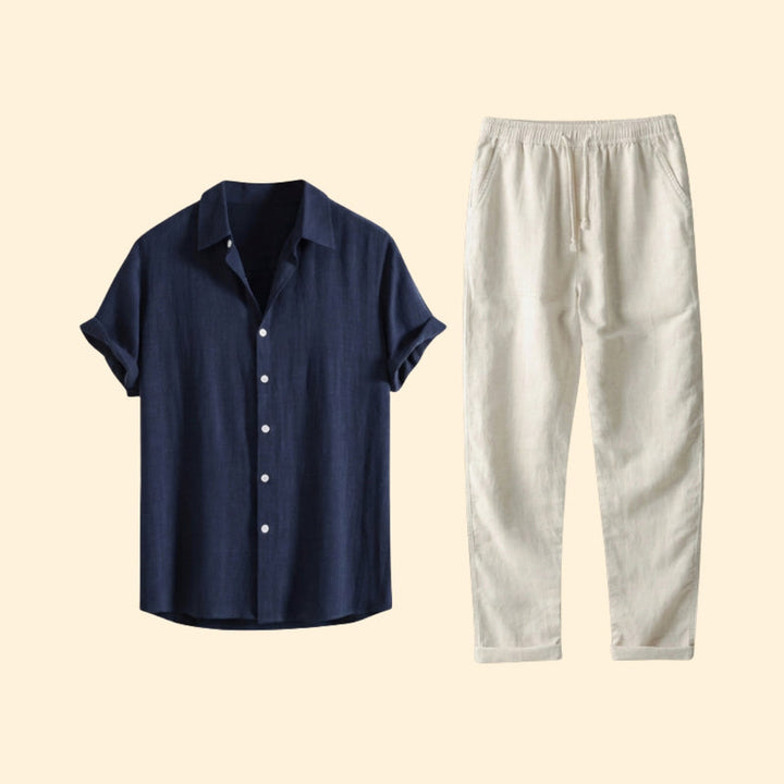 Men’s Button-Up Shirt and Drawstring Pants Set