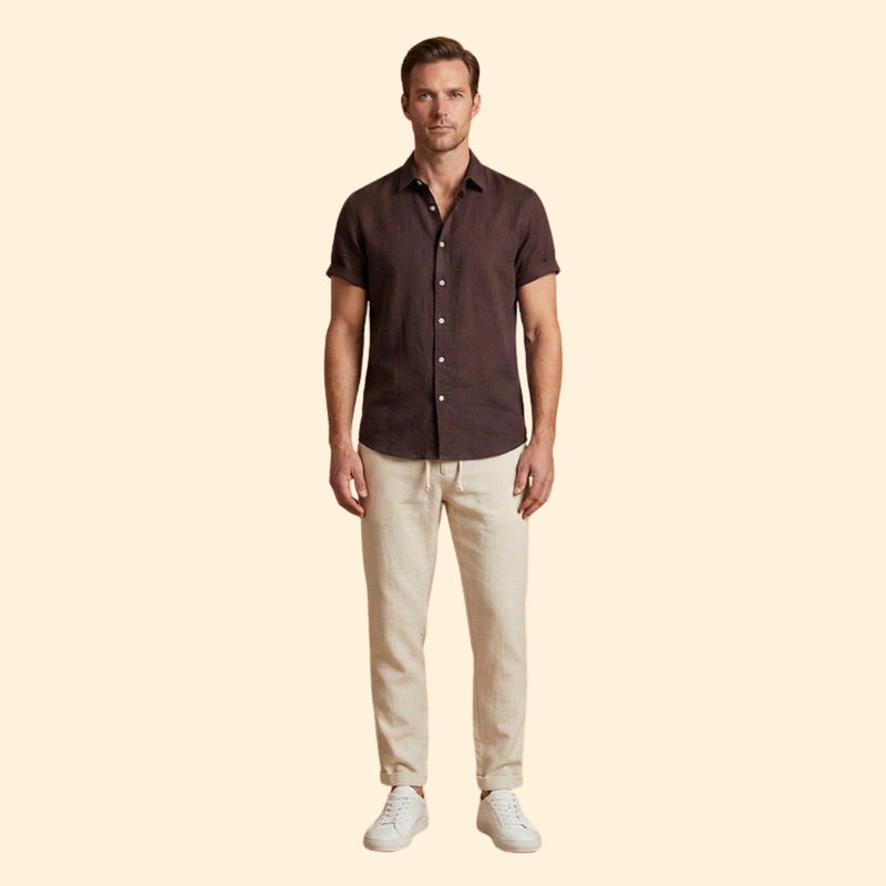 Men’s Button-Up Shirt and Drawstring Pants Set