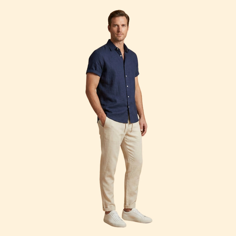 Men’s Button-Up Shirt and Drawstring Pants Set