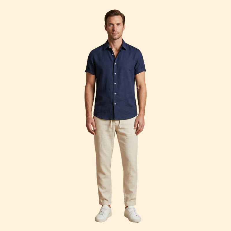 Men’s Button-Up Shirt and Drawstring Pants Set