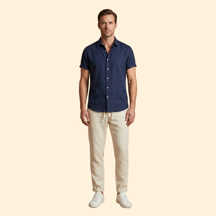 Men’s Button-Up Shirt and Drawstring Pants Set