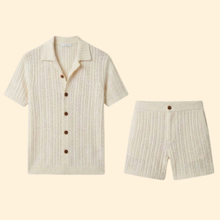 Men’s Button-Up Shirt with Drawstring Shorts