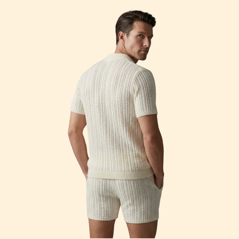 Men’s Button-Up Shirt with Drawstring Shorts