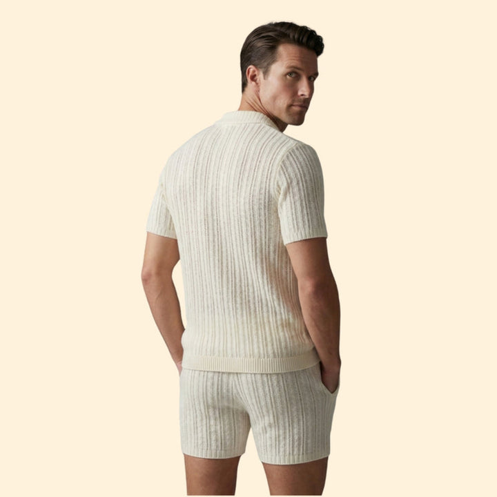 Men’s Button-Up Shirt with Drawstring Shorts