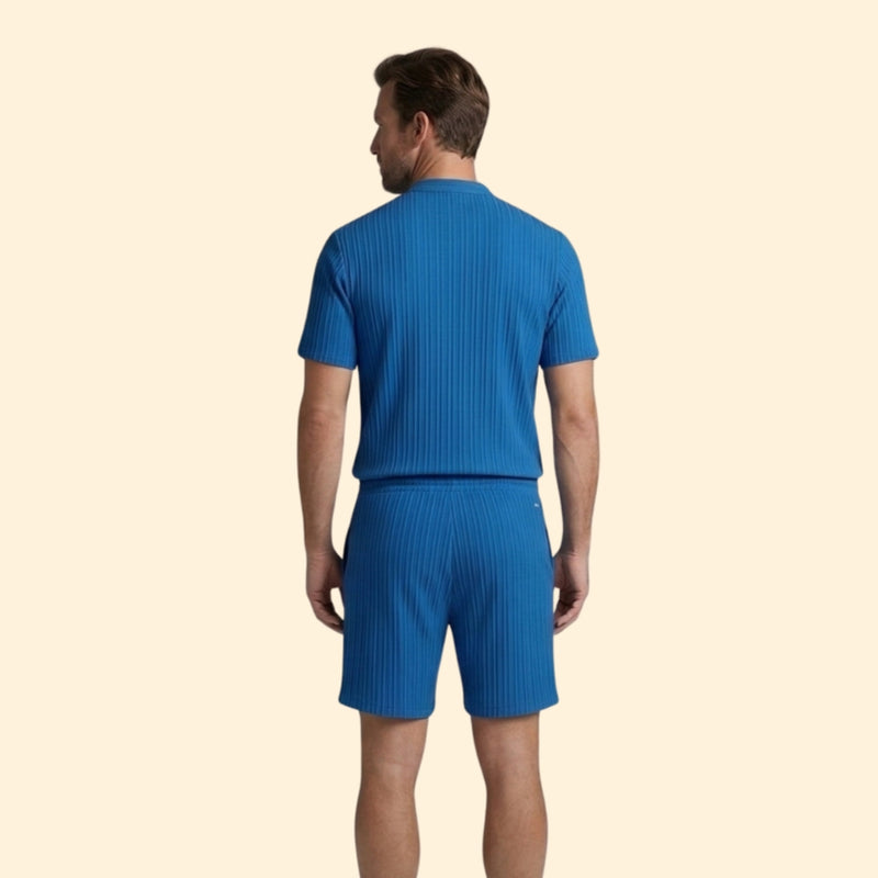 Men’s Button-Up Shirt with Relaxed Fit Shorts