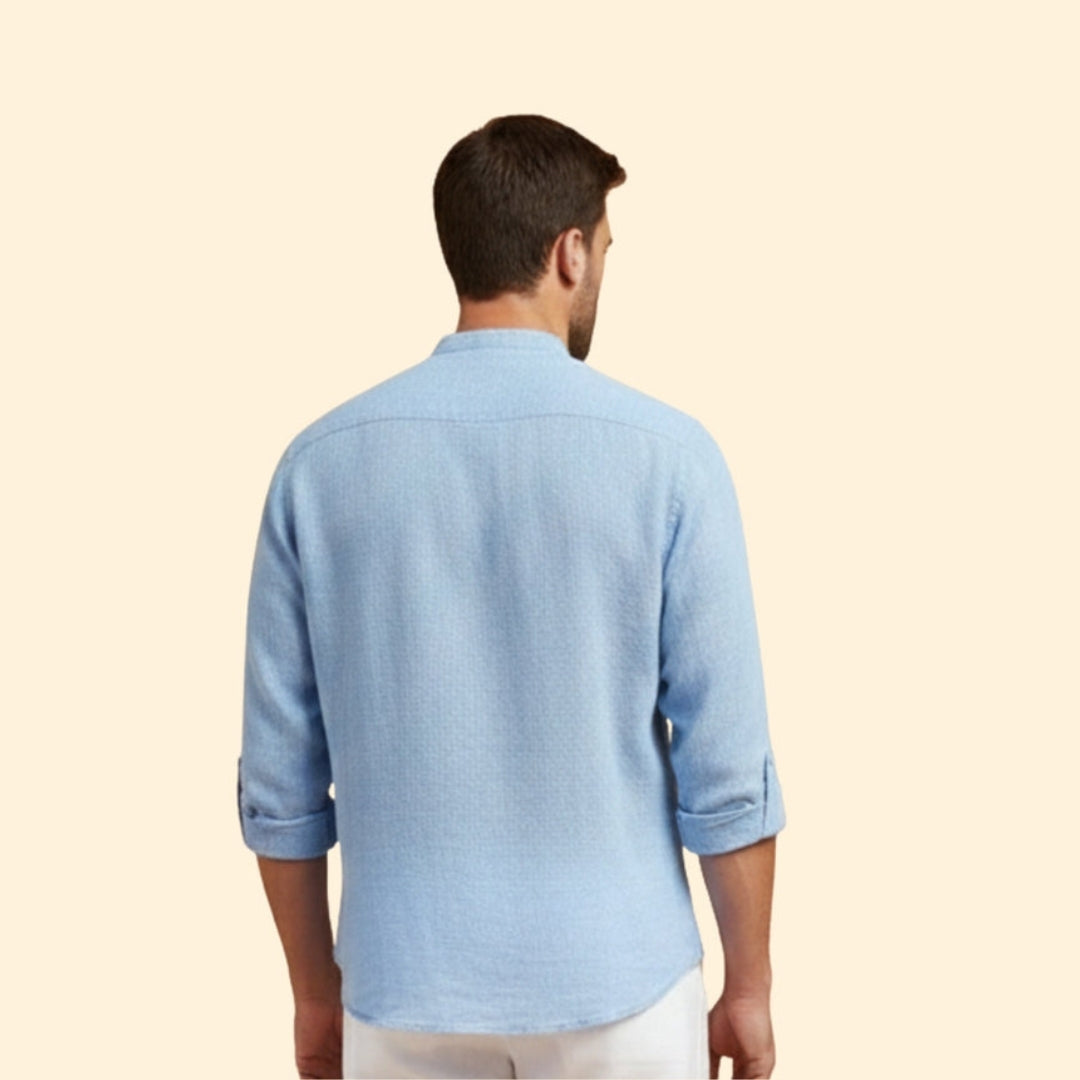 Men's Button-Up Shirt with Roll-Up Sleeves