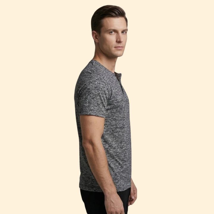 Men’s Buttoned Neck T-Shirt with Short Sleeves