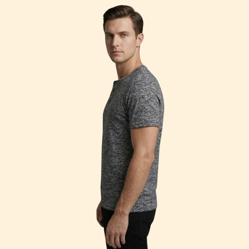 Men’s Buttoned Neck T-Shirt with Short Sleeves