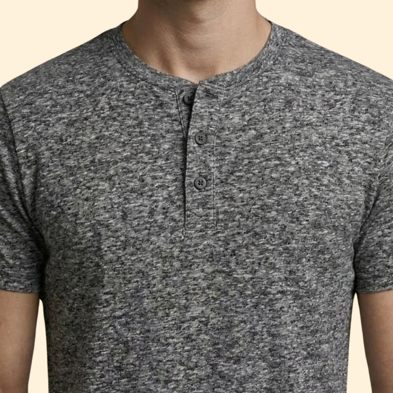 Men’s Buttoned Neck T-Shirt with Short Sleeves