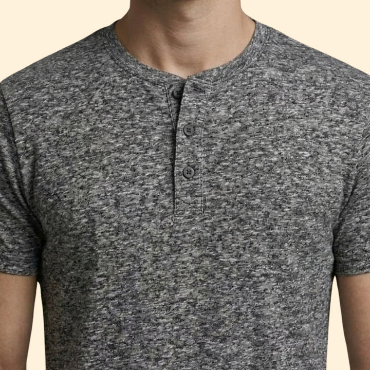 Men’s Buttoned Neck T-Shirt with Short Sleeves