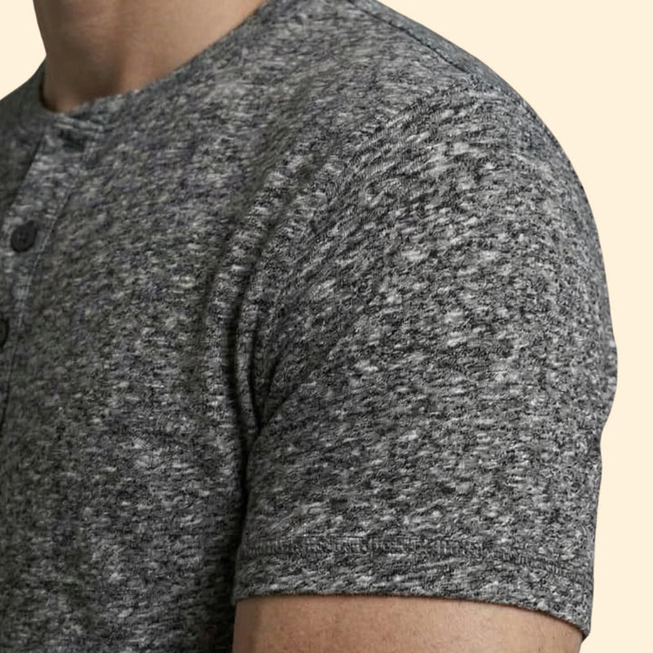 Men’s Buttoned Neck T-Shirt with Short Sleeves