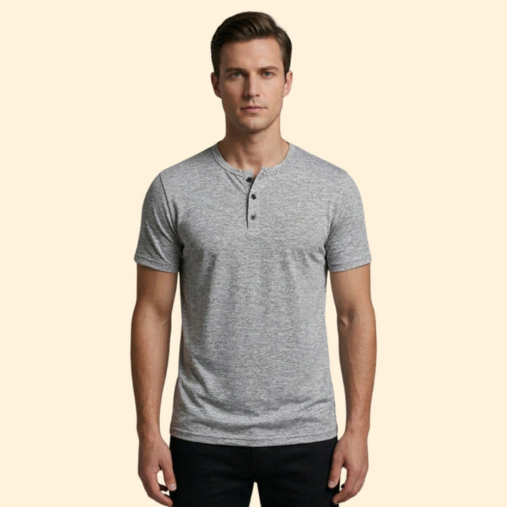 Men’s Buttoned Neck T-Shirt with Short Sleeves