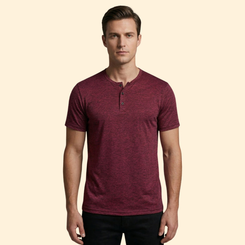 Men’s Buttoned Neck T-Shirt with Short Sleeves