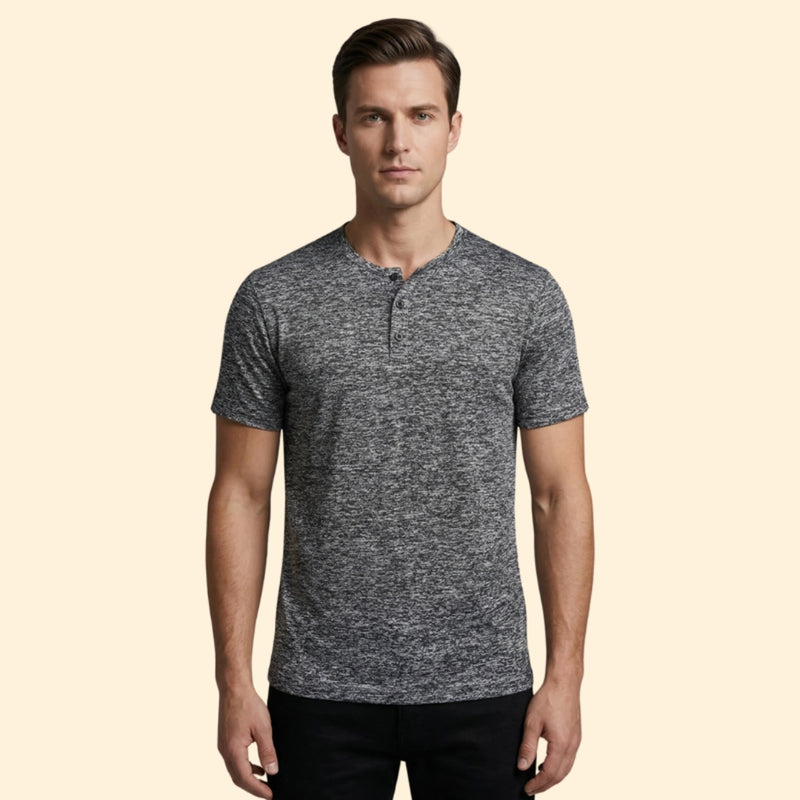 Men’s Buttoned Neck T-Shirt with Short Sleeves