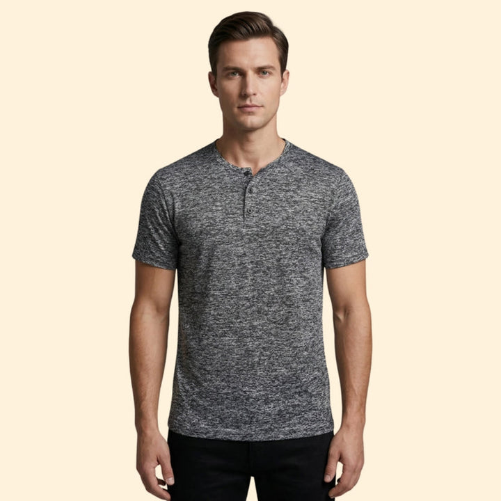 Men’s Buttoned Neck T-Shirt with Short Sleeves