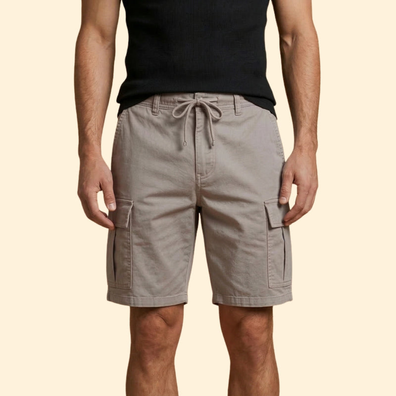 Men's Cargo Shorts with Flap Pockets and Drawstring