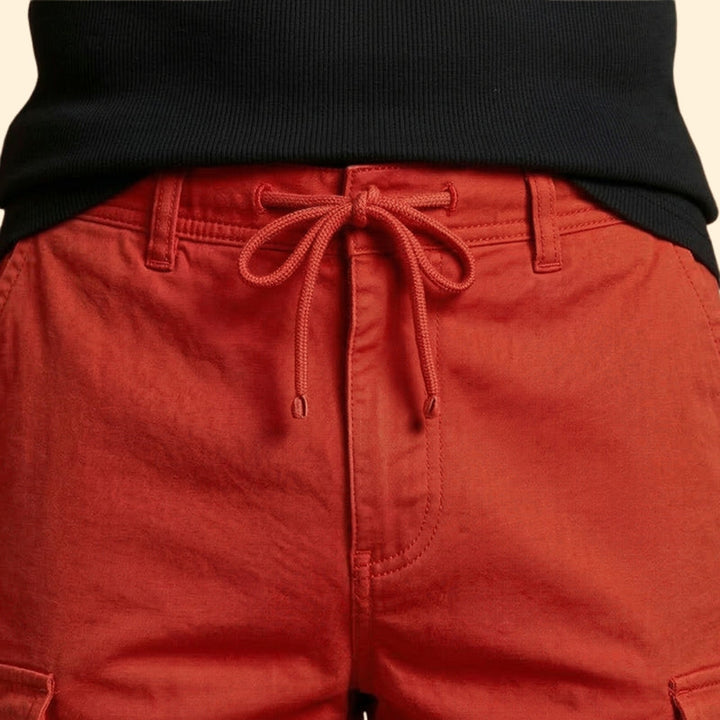 Men's Cargo Shorts with Flap Pockets and Drawstring