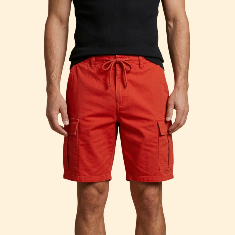 Men's Cargo Shorts with Flap Pockets and Drawstring