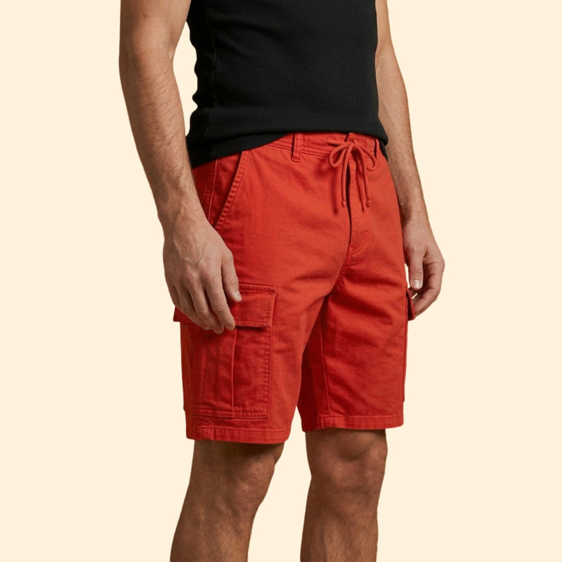 Men's Cargo Shorts with Flap Pockets and Drawstring
