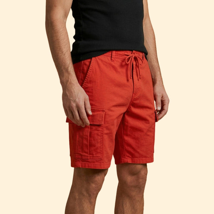 Men's Cargo Shorts with Flap Pockets and Drawstring